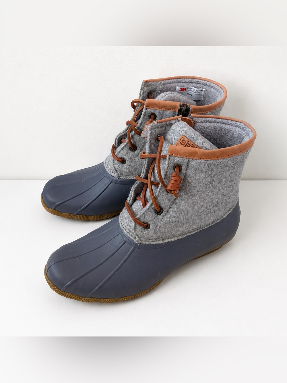 Sperry Saltwater Duck Boots Gray Wool 200g Thinsulate Insulated Women’s 8.5